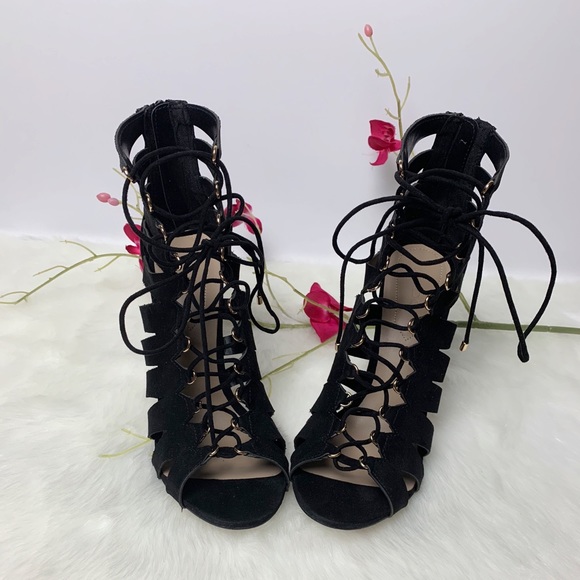 Aldo black lace up high heels size 9 - Picture 2 of 6